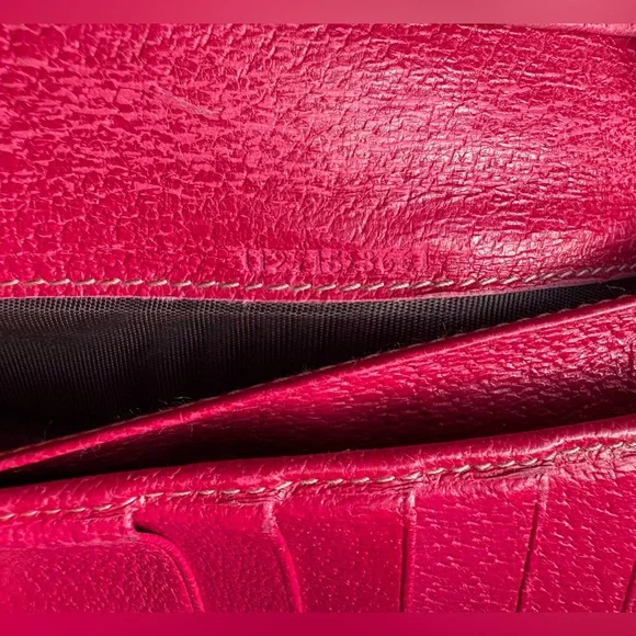 Gucci GG Beige Canvas Long Wallet with Pink Leather Interior Vintage - Picture 4 of 15